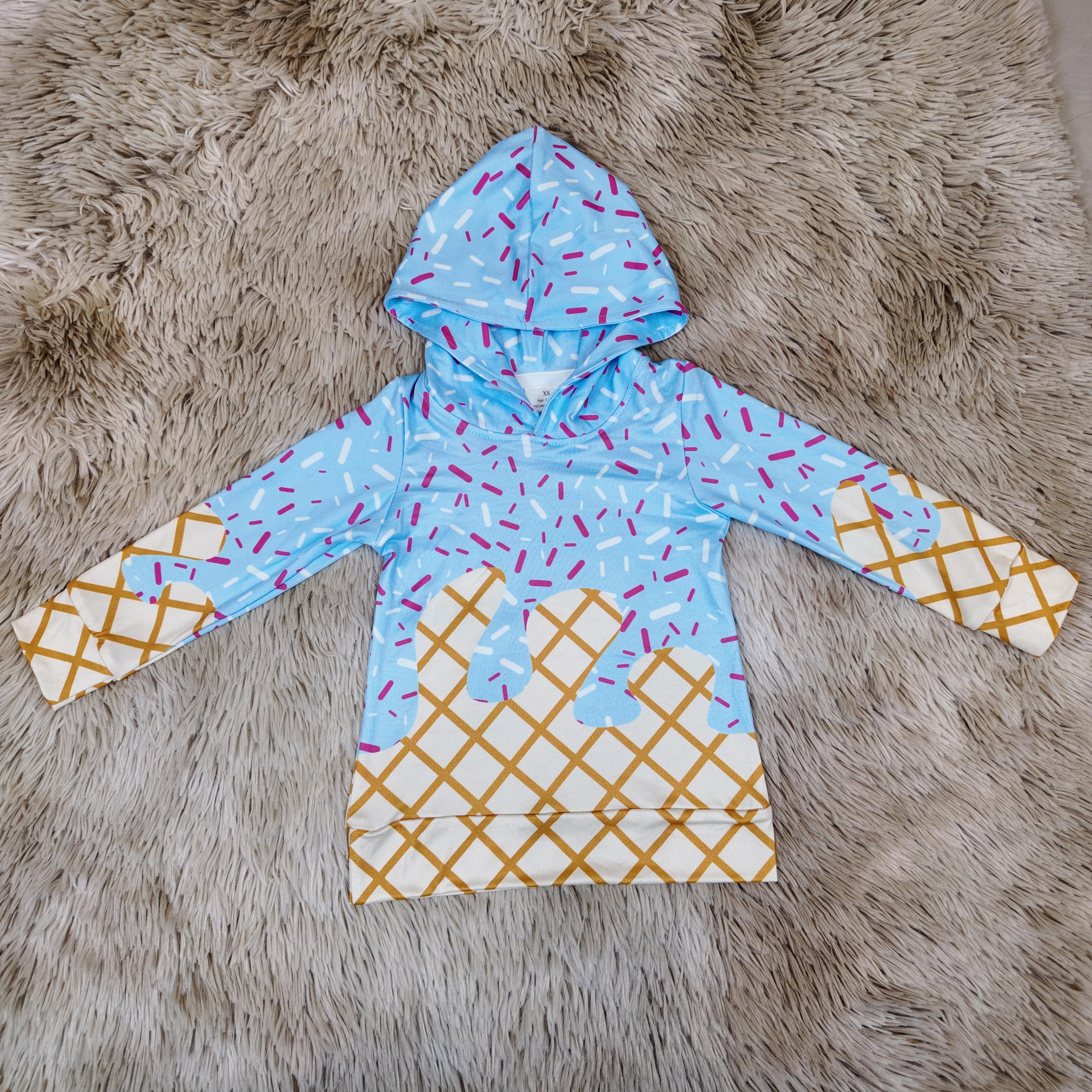 Long sleeves ice cream drip printed hoodie kids boys top