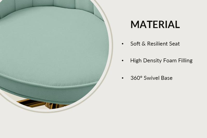 Hulala Belanda Task Office Chair, Height-adjustable, Sturdy and Durable Golden Finish, Tufted Back, velvet fabric upholstery, flower shape back, 360-degree wheels, functional and stylish, for Living Room and Office