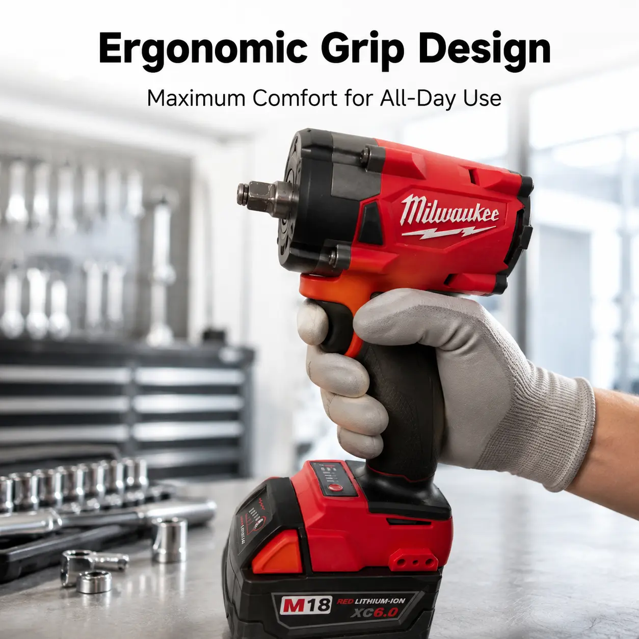 Milwaukee M18 3/8" Square Drive Impact Wrench Kit, 300Nm Cordless Impact Wrench with 2 Pack 6.0Ah M18 Batteries & Charger, Ideal for Bolt Removal and Light Construction Projects