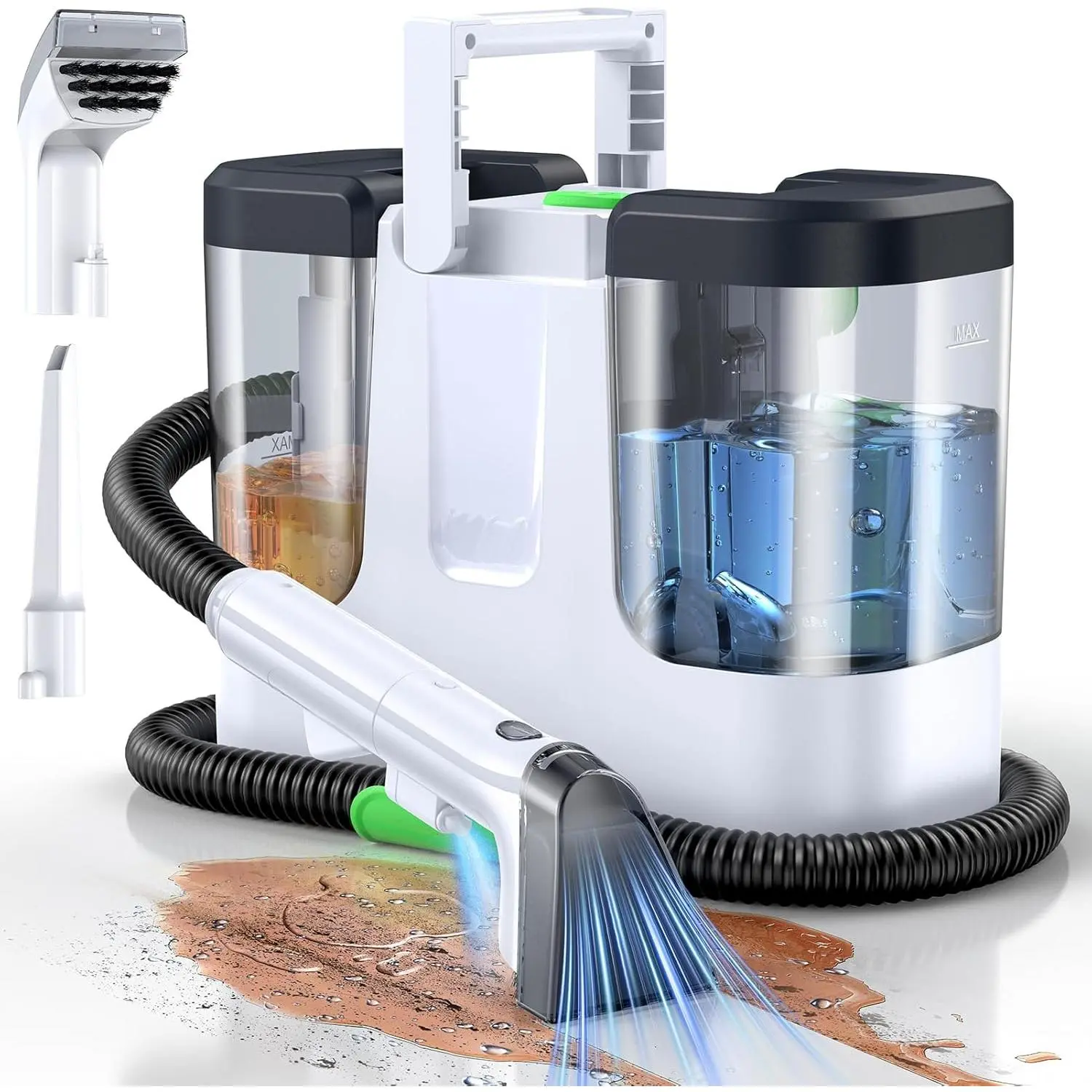 18Kpa Pressure Compact Form Upholstery & Couch Cleaner Machine - Deep Clean Spot Remover & Carpet Shampooer for Pet Messes, Furniture, Handheld Size
