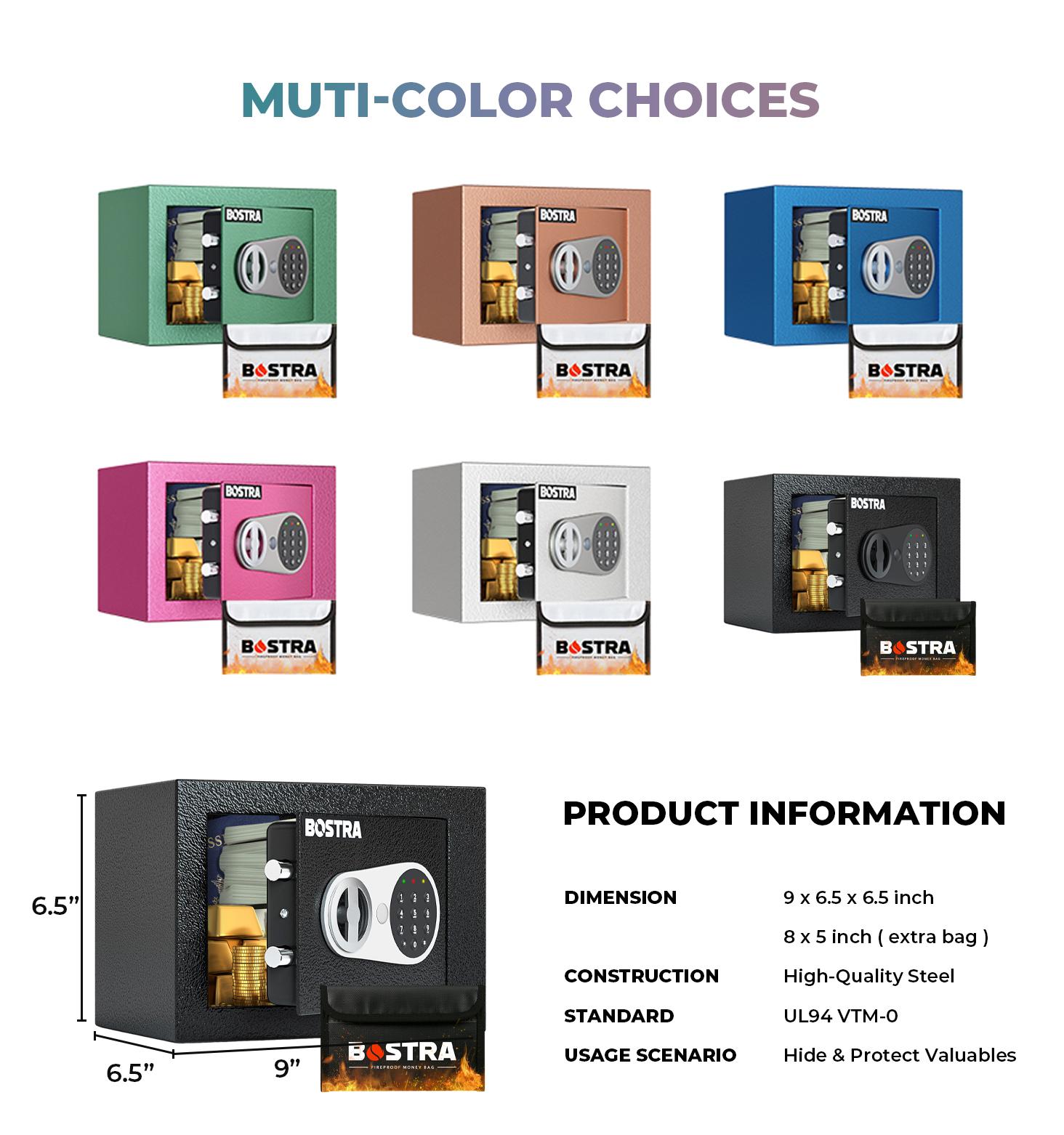 ​BOSTRA Mini Safe Box (0.23 Cu Ft) – Tiny But Mighty! Perfect for Cash, Jewelry & Secrets!  Digital Lock Safe – Fits ANYWHERE (9x6.6x6.5in)