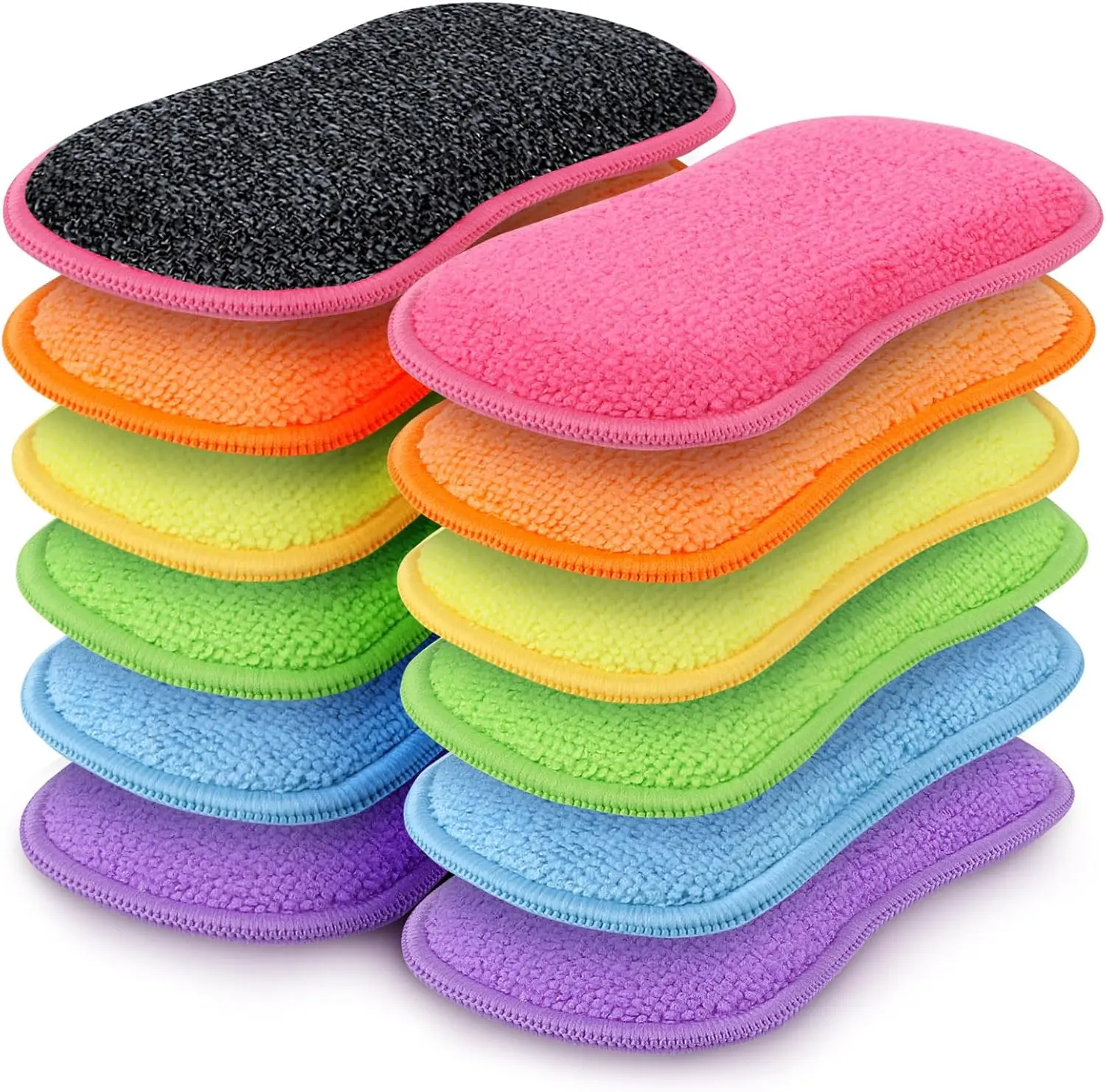 12 Pack Multi-Purpose Scrub Sponges Kitchen, Dish Sponge, Non-Scratch Microfiber Sponge for Efficiently Cleaning Dishes, Pots, and Pans (Multicolor)