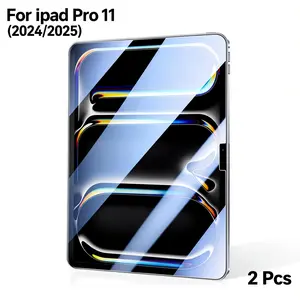 2-piece set suitable for Pro 11 inch (M5) 2025&(M4) 2024 screen protectors, [Fa ID and Pencil compatible] scratch resistant advanced high-definition 9H hardness tempered glass screen protector film