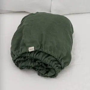 Forest Green 100% Flax Linen Fitted Sheet Forest Green 100% Flax Linen Fitted Sheet
