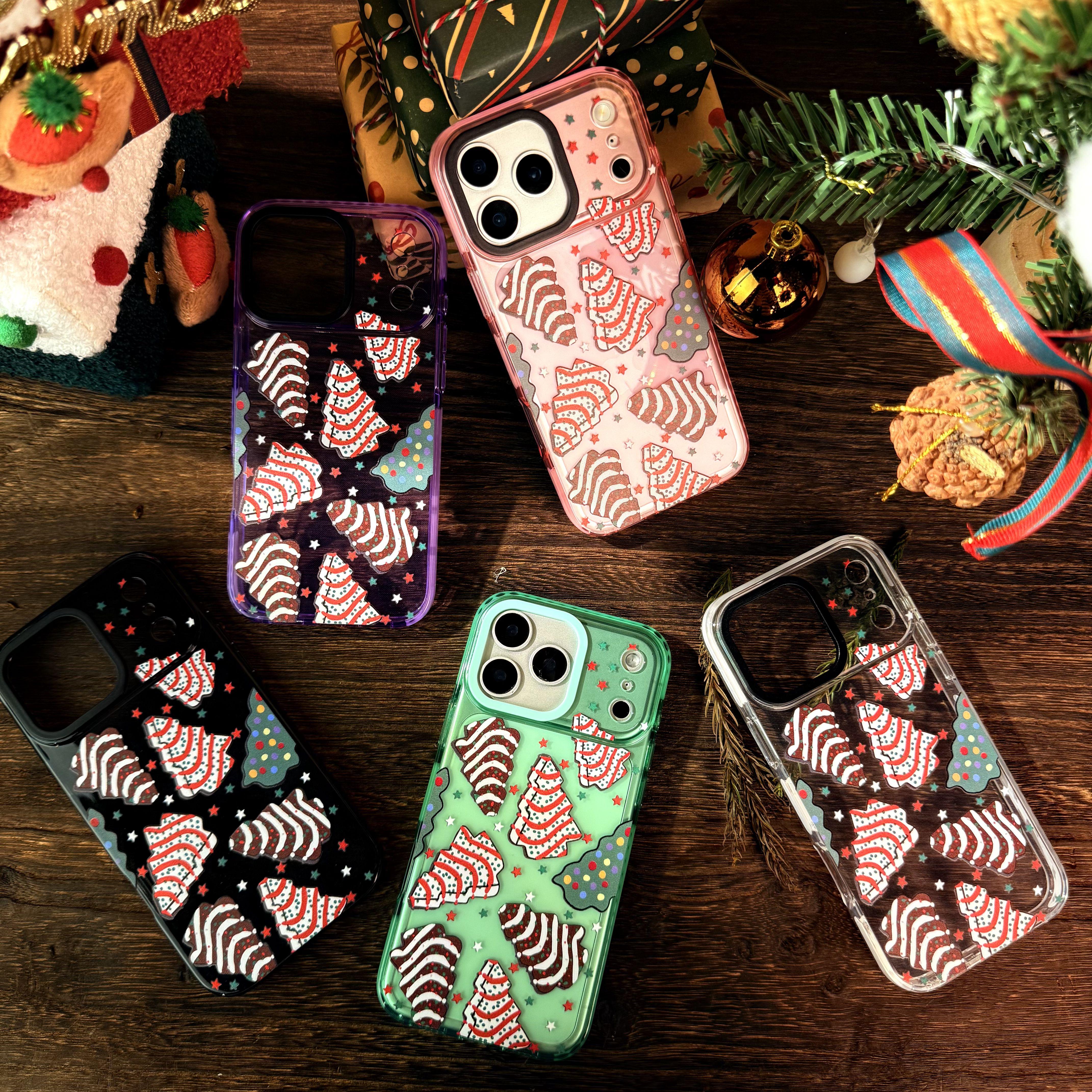 Christmas Tree Phone Case for iPhone 17Pro Max Air 16 15Plus 14 13 12 11, Two-color TPU, Shockproof Drop, Protection Durable, Christmas Gifts for Girls.JL28