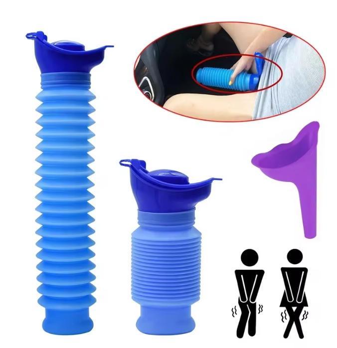 1set Urinal Car Urinal Bucket Outdoor Standing Urine Emergency Travel Portable Reusable Shrinkable Camping Toilet Urine Leak