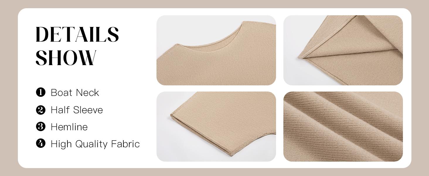 Cicy Bell Womens Half Sleeve Sweaters Oversized Boat Neck Knitted Pullover Sweater Trendy Casual Loose Fit Fall Tops