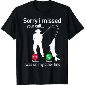 "Fishing Phone Call with Fishing Line - Funny Fish Fisherman T-Shirt Printed short sleeved T-shirt shirts men "