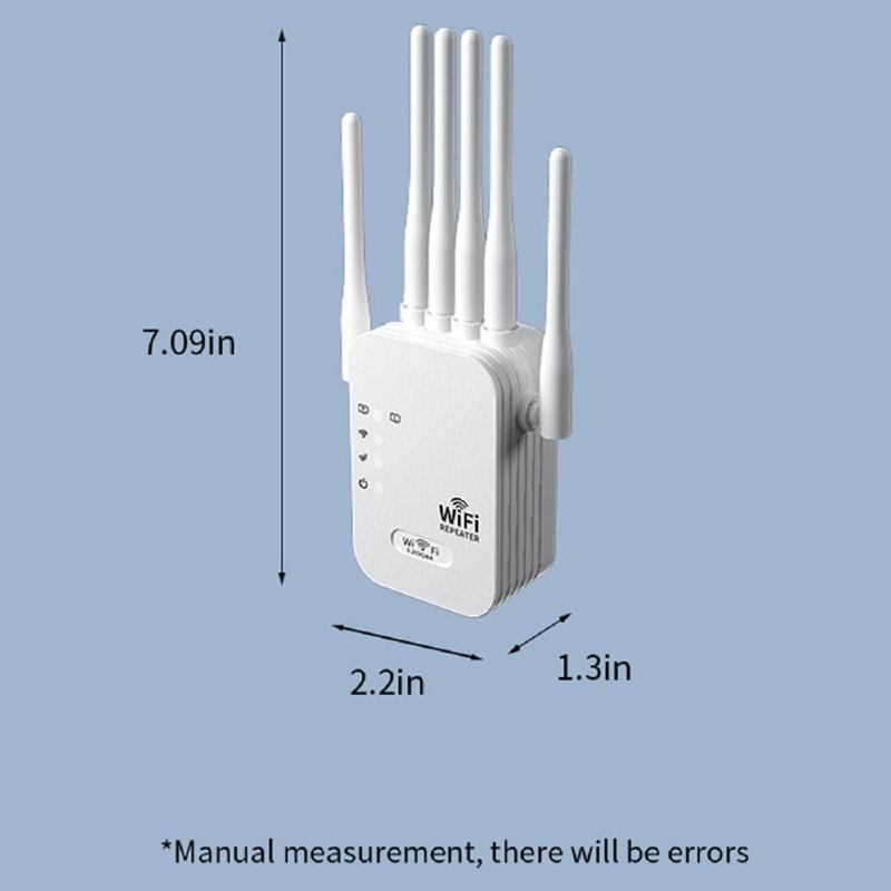6-Antenna WiFi Extender 2026, AC1200 Dual Band Booster, Covers 12,000 sq. ft & 100 Devices, Repeater with Ethernet Port for Home, Office Use