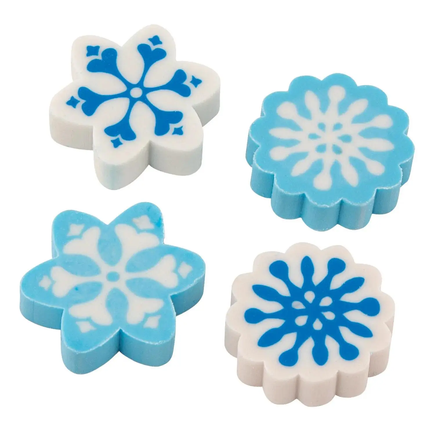 1" Winter Snowflake Blue & White Rubber Erasers - 72 Pieces Bulk School Stationery, Stationery Supplies for Arts & Crafts Educational Toys