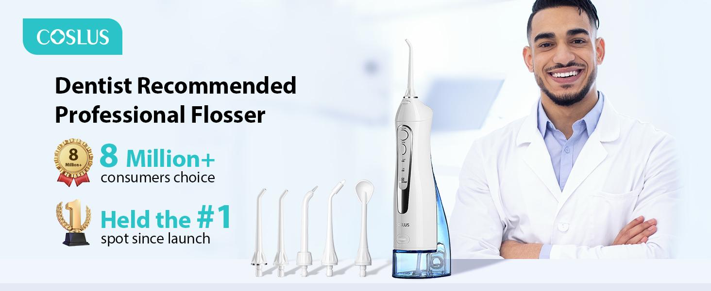COSLUS CX20 Water Flosser Teeth Pick: with Lightweight Handle,HandlePortable Cordless Oral Irrigator,Includes Five Nozzle(Tongue Cleaner),Rechargeable Travel Irrigation Cleaner IPX7 Waterproof Electric Flossing Machine for Teeth Cleaning,White COSLUS CX20 Water Flosser Teeth Pick: with Lightweight Handle,HandlePortable Cordless Oral Irrigator,Includes Five Nozzle(Tongue Cleaner),Rechargeable Travel Irrigation Cleaner IPX7 Waterproof Electric Flossing Machine for Teeth Cleaning,White