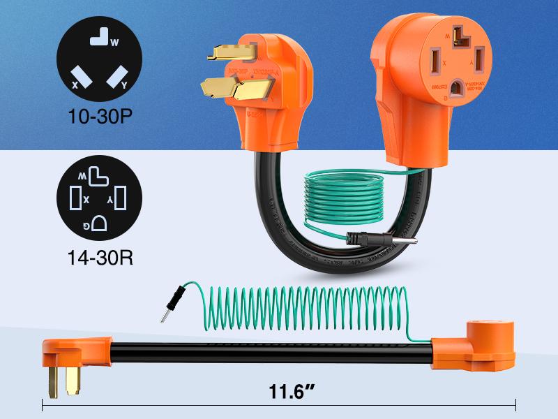 Nilight Dryer Adapter Cord 30 Amp to 30 Amp 3 Prong 125V 3750 Watt Pure Copper Old Dryer Outlet to New Dryer Plug Conversion Heavy Duty 10 Gauge Wire 10-30P to 14-30R 30M/30F rv extension