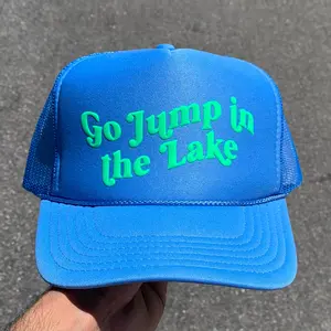 Go Jump in the Lake Puff Print Trucker Hat Trendy Unisex Hats
