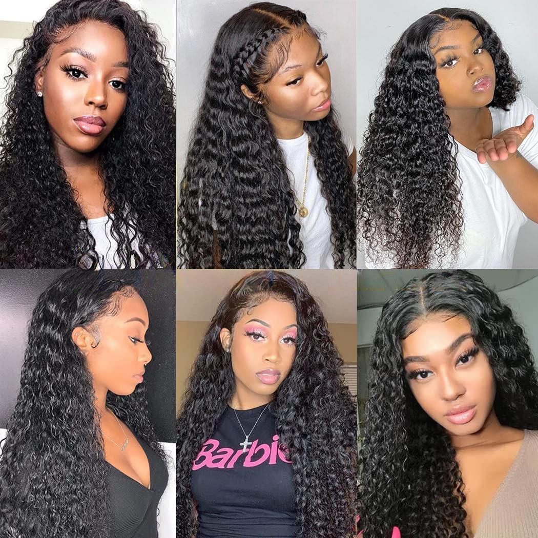 [30" = $116] 13x6 Deep Wave Lace Front Wig Human Hair 180 Density Wet and Wavy 13x4 Lace Frontal Wig Brazilian Human Hair Wigs Pre Plucked  Deep Curly 6x4 Glueless Wig 100% Virgin Human Hair Lace Front Wigs for Women Bling Hair Human Hair Wigs