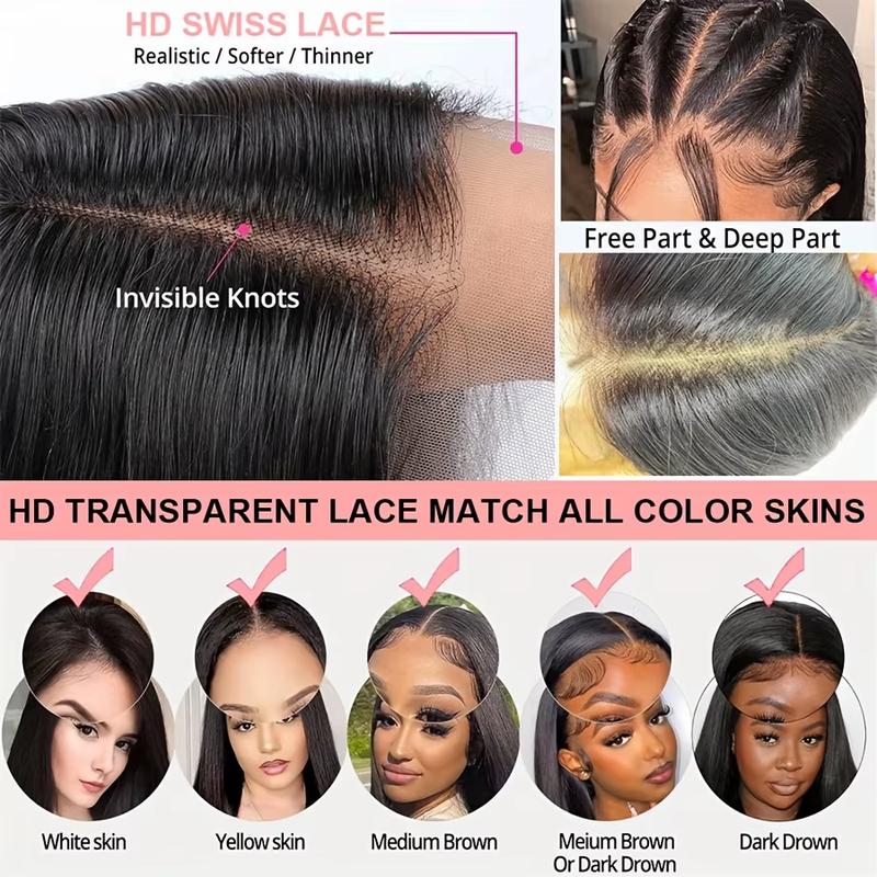 Bling Hair 180 Density 13x6 13x4 HD Transparent Straight Lace Frontal Wigs Human Hair 32 34 Inch 360 Full Lace Front Wig PrePlucked For Women
