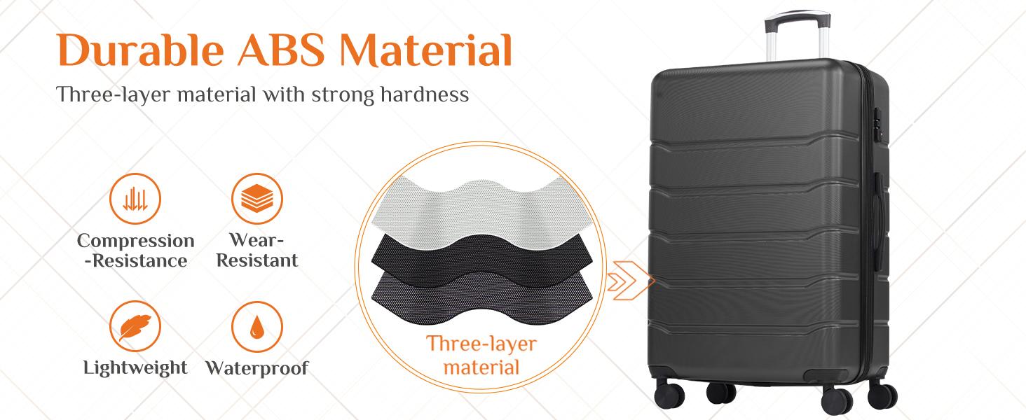 Luggage Spinner Wheels Lightweight Expandable Travel Hard Shell Suitcases with TSA Lock, Bronze Black, 3-PCS Set (20/24/28 inch)