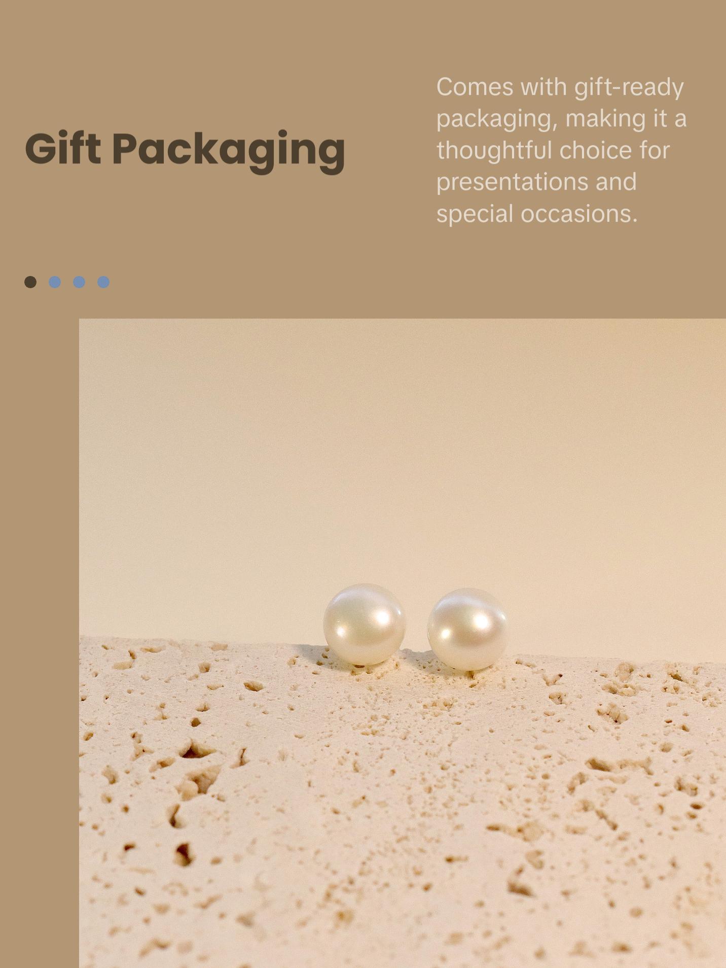 White Freshwater Pearl 10mm Stud Earrings, 925 Sterling Silver, Minimalist Earrings for Daily Wearing