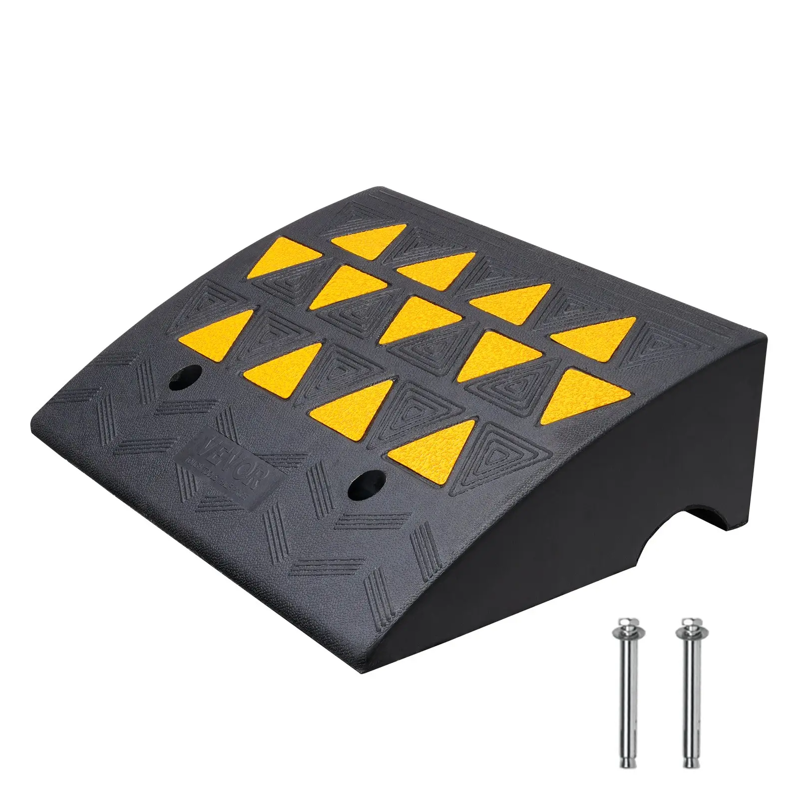 VEVOR Rubber Curb Ramp 6 Rise Height Sidewalk Curb Ramp, 14.6 Width 19.3 Length Driveway Ramp for Curb, 15T Heavy Duty Rubber Ramp for Forklifts, Trucks, Buses, Cars, Wheelchairs, Bikes