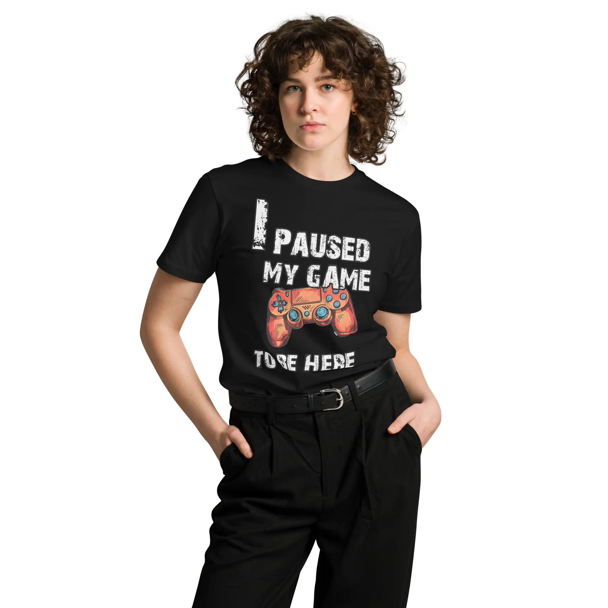 I Paused My Game To Be Here – Gaming Controller T-Shirt – Gamer Humor Tee – Video Game Gift for Gamers – Unisex Gaming Tee
