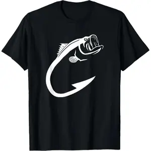 [100% Cotton] Fish Hook Minimal Art Cool Fishing Lover Art Lover Gift T-Shirt Casual Menswear