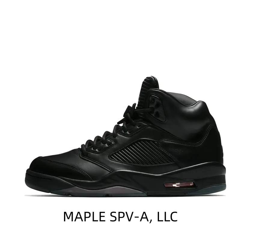 Triple Black AJ5 Vintage Hoops Shoes Integrated Black Jagged Shark Tooth Midsole Perforated Breathable Toe Box Padded Ankle Collar Trendy Couple Footwear