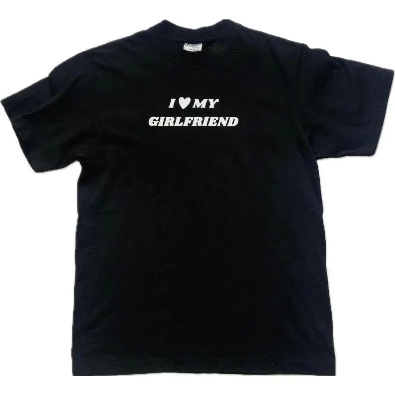 I love my girlfriend t-shirt, Gift For Him, Gift For Her, I love Shirt, I heart shirt, Menswear Crewneck Classic Tee Casual Collar Tshirt