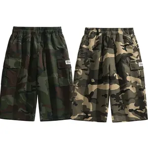 Camouflage twill pocket bermuda shorts, sporty casual jogging shorts, breathable loose-fit drop-crotch shorts—ideal for everyday wear, outings, and commuting; a must-have fashion piece for trendy men.