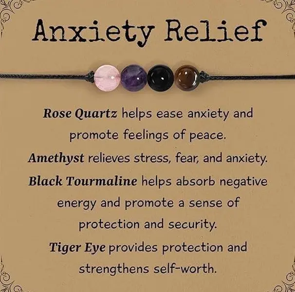 September Laurel  Natural Crystal Beaded Bracelet, Rose Quartz Amethyst Black Tourmaline Tiger Eye Bracelet, Adjustable Handmade Spiritual Yoga Meditation Jewelry