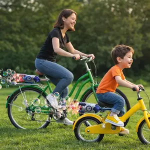 Kids Bike Bubble Machine, Rocket Bicycle Bubble Maker with Colorful Lights, USB Rechargeable Outdoor Riding Toy