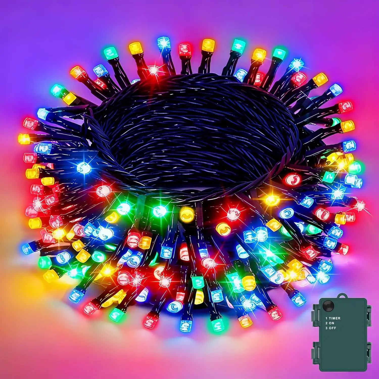 Christmas Lights Battery Operated Outdoor Waterproof, Multicolor Christmas Lights with Timer 16.4ft 50LED Christmas Decorations Garland Party Garden
