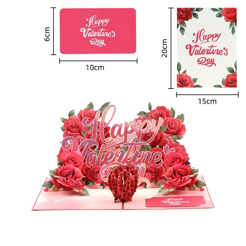 Valentine's Day Card, 3D Pop-Up Card with Flower Bouquet Keepsake Gift, Romantic Valentines Gifts and Flowers 2-in-1 Idea for Valentine, Birthday, Wedding, Anniversary, Wife Husband, Mom, Women, Him Her, Girlfriend Boyfriend