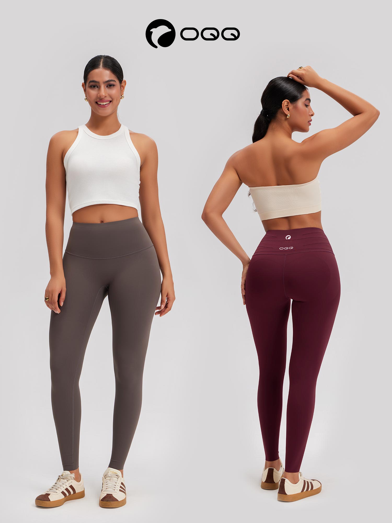 OQQ Women's Yoga Leggings High-Waist Seamless Regular-Length Pants Comfortable Casual Sportswear Basic Style for Everyday Wear SpringStatements