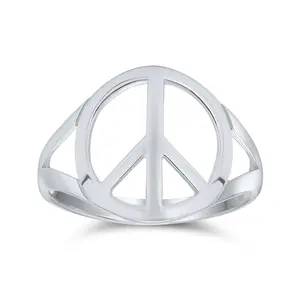 Open Symbol World Peace Silver Ring Sterling Split Shank Band