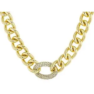 White Crystal Gold Tone Necklace & Bracelet Set