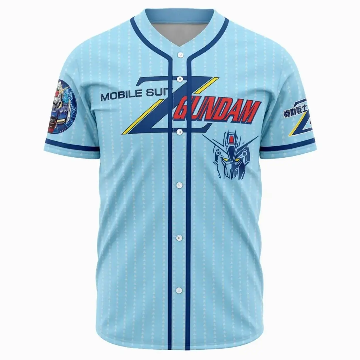 BaseMode Trippy Abstract Gundam Baseball Jersey Vibrant Mecha Anime All-Over Print Unisex Loose Fit 100% Polyester Jersey
