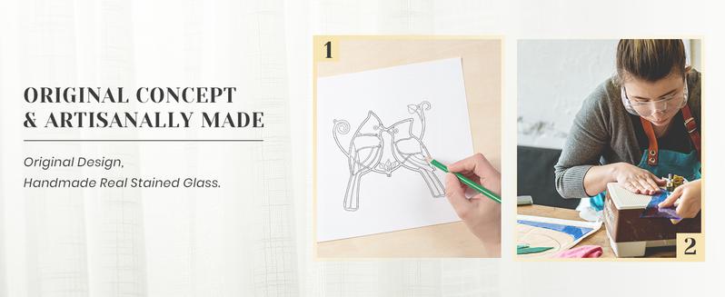 Bird Pattern Stained Glass Suncatcher, Christmas Gift for Bird Lovers, Hanging Indoor Window Decor with Suction Cup, Hangable Art Ornaments