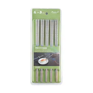 Zhang Xiao Quan Stainless Steel Chopsticks - Food Grade Non-Slip Metal Chopsticks for Home Use, 5 Pairs, North America Edition