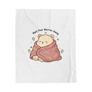 Melt Your Worries Away Bear Velveteen Plush Blanket | Cozy Cute Animal Throw