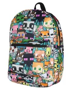Minecraft Backpack Multi Character Chibi Video Game School Laptop Travel Backpack 17"