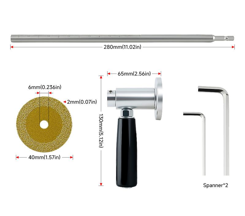 LOZLIN PVC Pipe Inside Cutter with Diamond Grit Cutting Wheel & 7 Inch Adjustable Depth 1/4 Inch Hex Shank Compatible with Impact Drivers and Drills