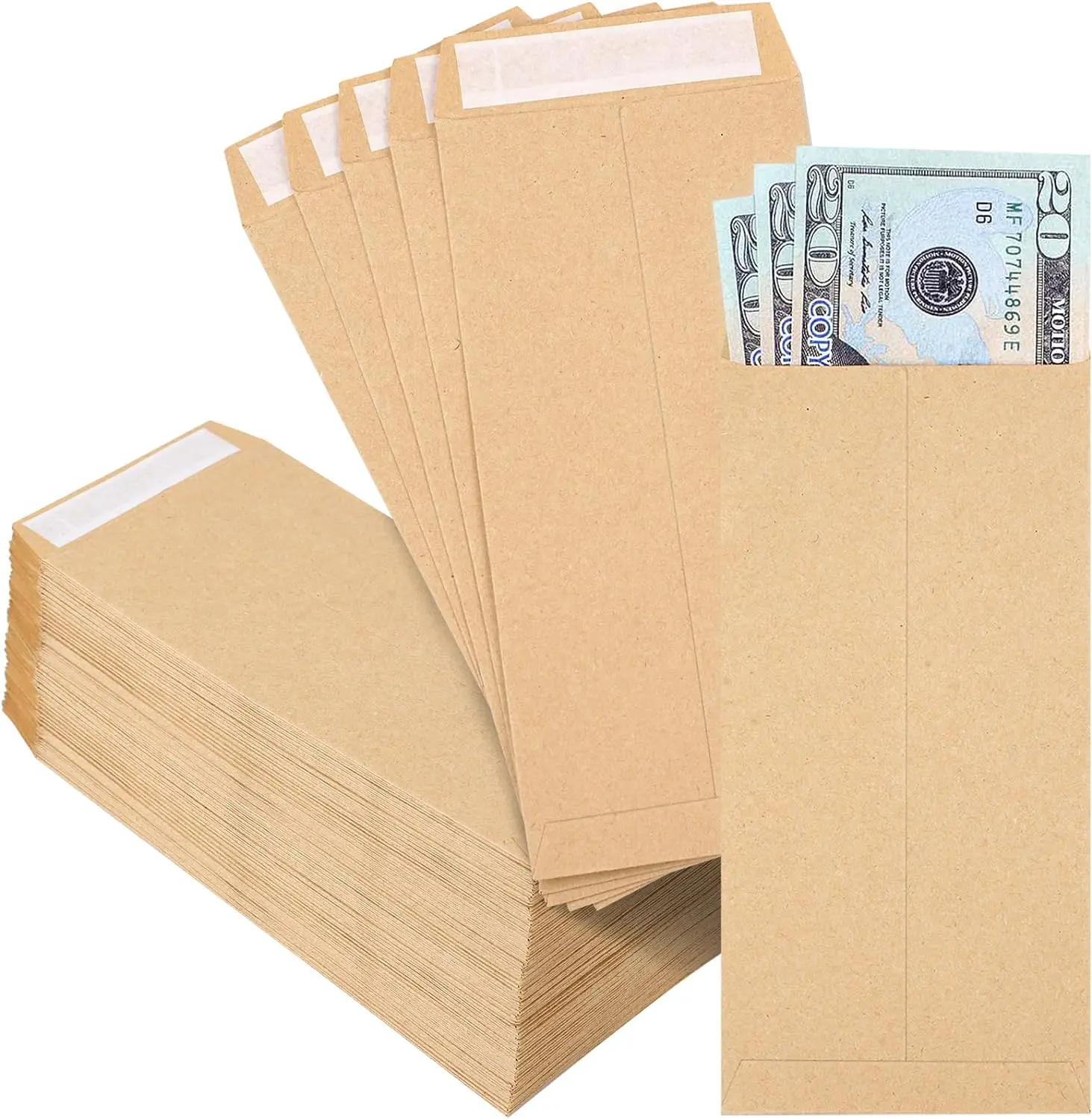 120 PCS Money Envelopes for Cash Kraft Paper, 6.5”x3.2” Small Cash Envelopes for Self-Adhesive, Money Saving Challenge Coin Envelopes for Coin, Check, Budget, Small Item Organizer