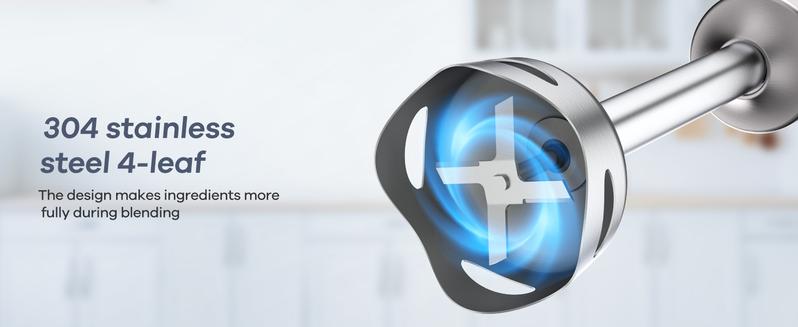 Ganiza 7 in 1 Electric Immersion Blender Handheld, Max 1000W, 15 Speed and Turbo Mode, Stainless Steel, With 1500ml Food Processor and Other 6 Pieces