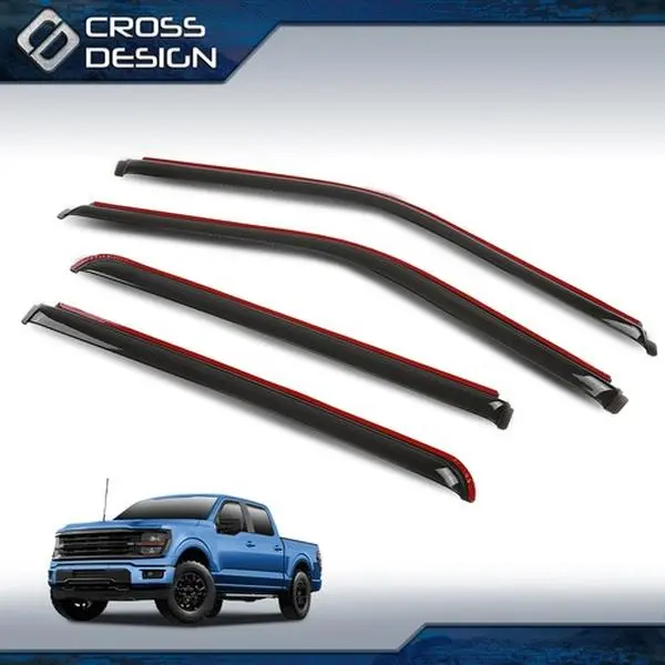 CROSSDESIGN Window Vent Visor 4PCS Fits 15-22 Ford F-150 /F250/ F350/ F450/ F550 Super Duty Crew Cab Window Vent Visor In-Channel Rain Guards, Side Window Visor, Vent Window Visors