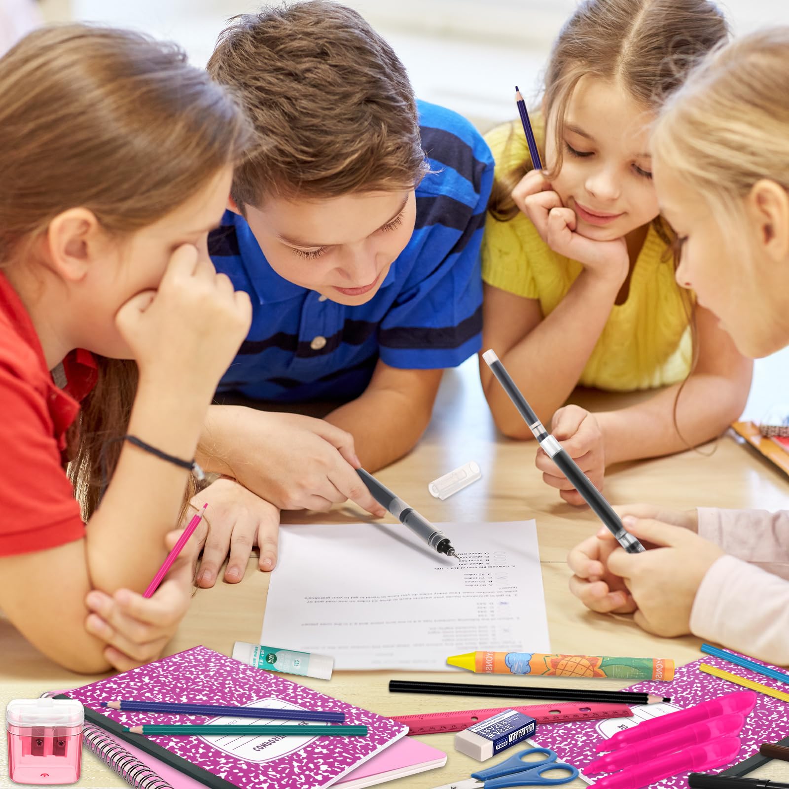 39 Pcs Back to School Supplies Kit, Include Pencils Scissors Ruler Eraser Crayon Sharpener Notebook Pencil Case Folder Notebook for Teachers & Kids - Supplies kit for Girls & Boys