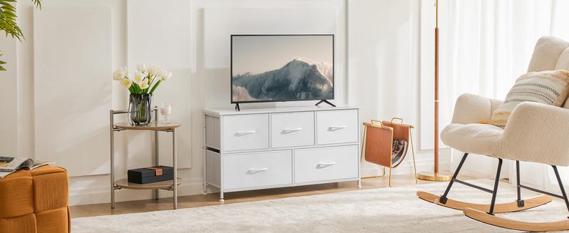 Cupboards Cabinets Dresser - Fabric Storage Tower with 5 Drawers, Bedroom Organizer, Chest of Drawers with Fabric Bins, for Bedroom, Closet, Entryway