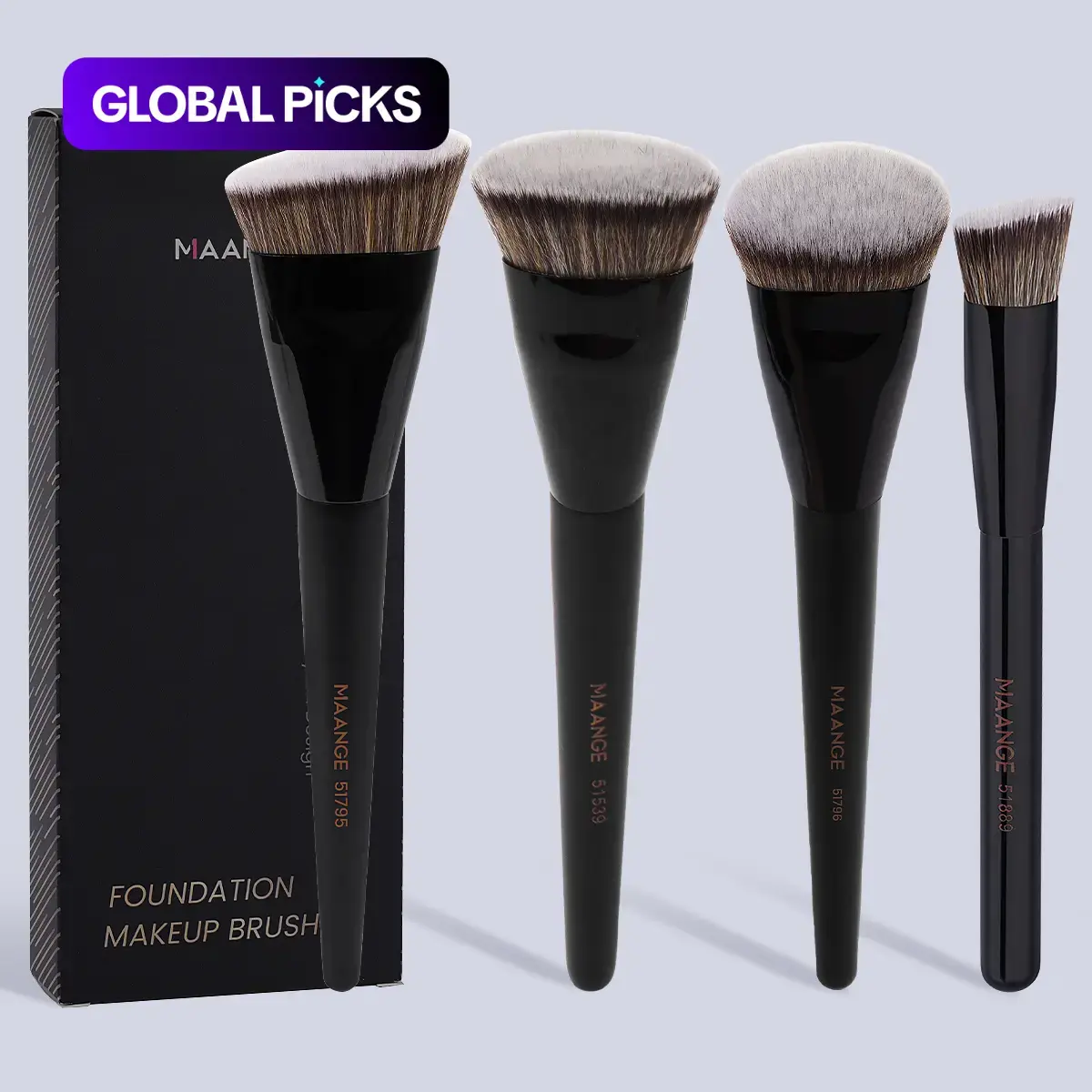 MAANGE Professional Makeup Brush Set, Cosmetic Brush Set, 4 Pcs/Set Versatile Soft Makeup Brushes for Foundation, Eyeshadow & Highlighter, Brushes with Comfortable Grips #GLOBAL PICKS