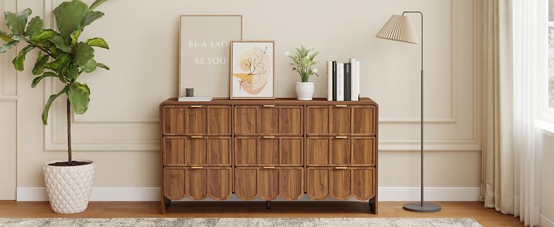 Giratree 3 5 9 Drawer Dresser for Bedroom, Modern Closet Chest of Drawers with Wave Fluted Drawer, Wood Storage Small Dresser Organizer for Nursery Bedroom Living Room Hallway Closet