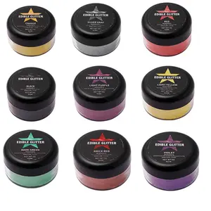 Edible glitter powder - food grade, 9pcs, suitable for beverages and decorating desserts, cakes, fondant, chocolate, and donuts. Sparkles and adds a touch of shimmer to Christmas and Halloween drinks (5 grams per box).