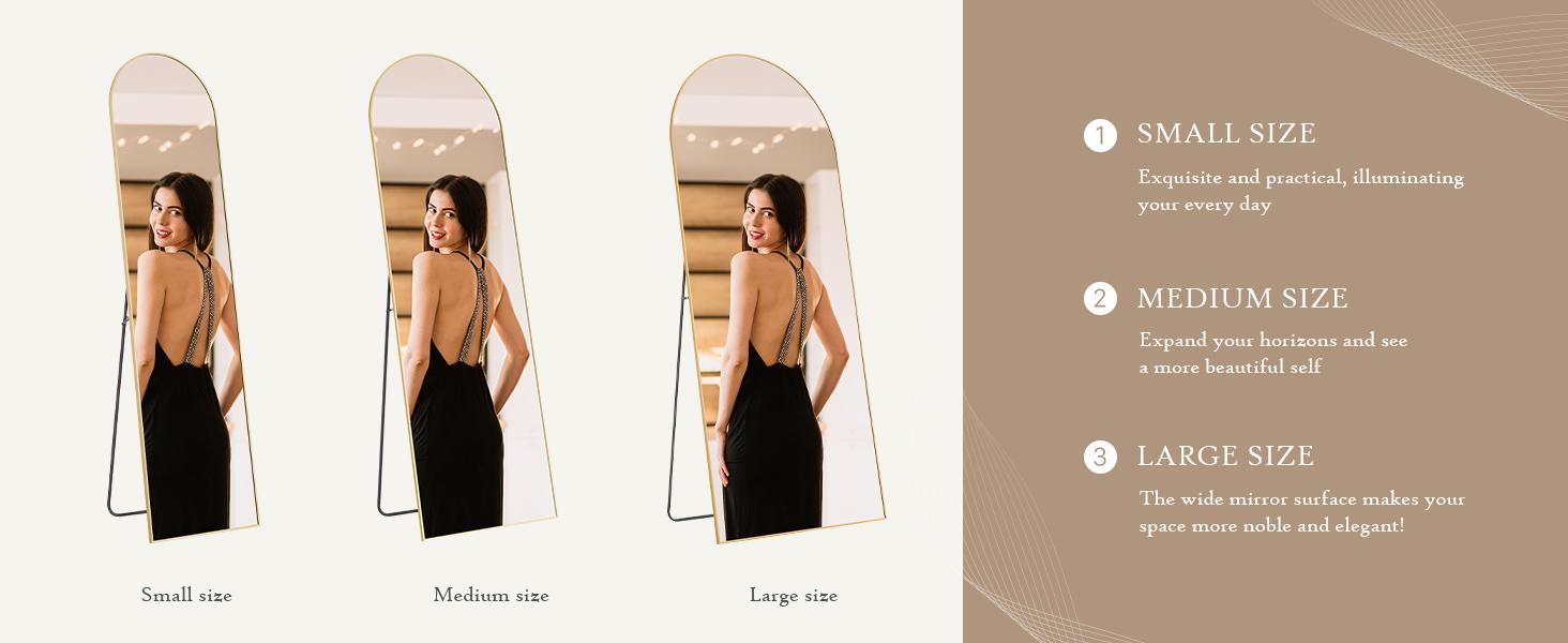 Sweet Furniture F Full Length Mirror, Floor Standing Mirror Full Body Mirror with Stand, Wall Mirror Full Length Aluminum Alloy Thin Frame Hanging or Leaning for Living Room Bedroom Cloakroom Decor