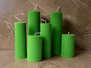 Set of 3 Textured Ribbed Pillar Candles